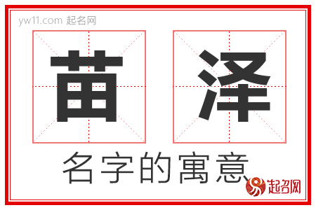 苗泽的名字含义