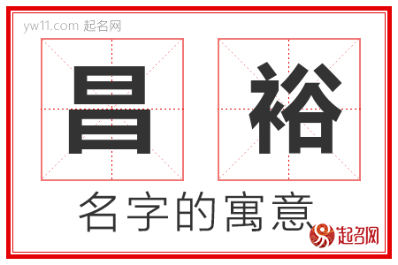 昌裕的名字含义